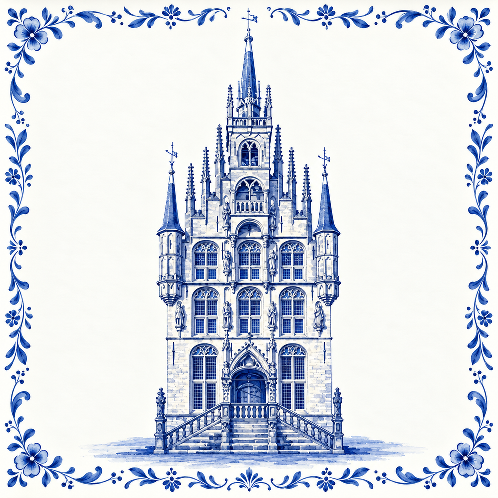 Gouda Stadhuis — Delft Blue Tile