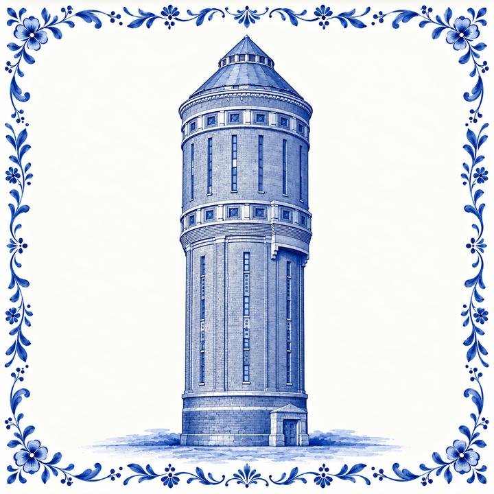 Utrecht Watertoren — Delft Blue Tile