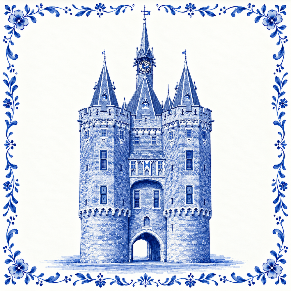 Zwolle Sassenpoort — Delft Blue Tile